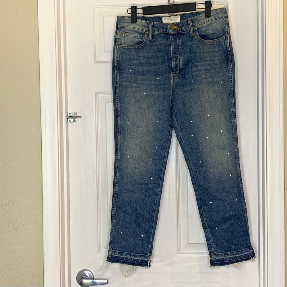 THE GREAT. The Fellow Rhinestone Jeans Size 26